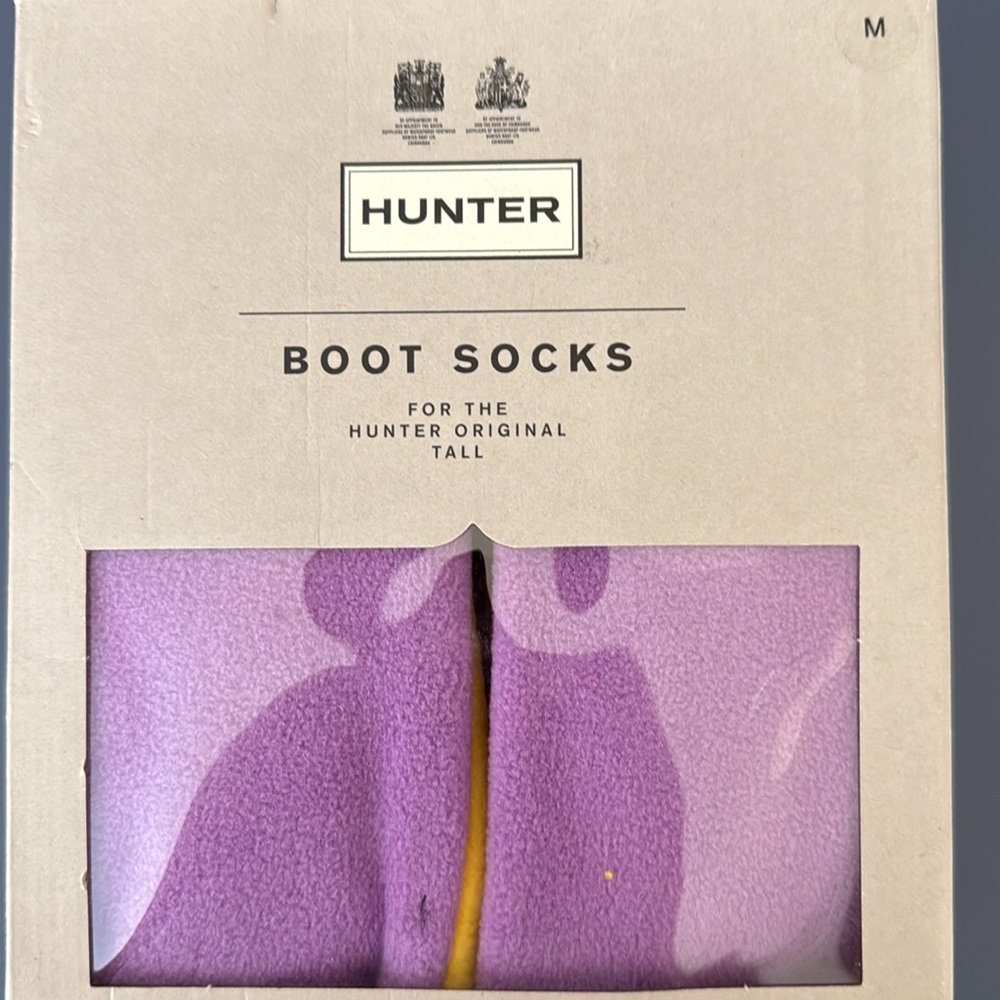 “HUNTER” Vibrant Yellow Boot Socks with Purple Cuff - Picture 4 of 4